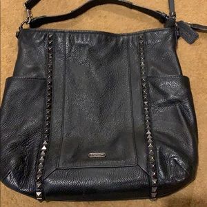 Coach Black Leather Tote Bag with Stud Detail